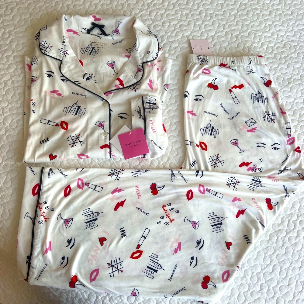 NWT Plus 2X Kate Spade Printed Pajama Set